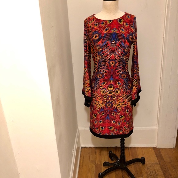 Emma & Michele Peacock Pattern Dress Medium - Picture 2 of 6